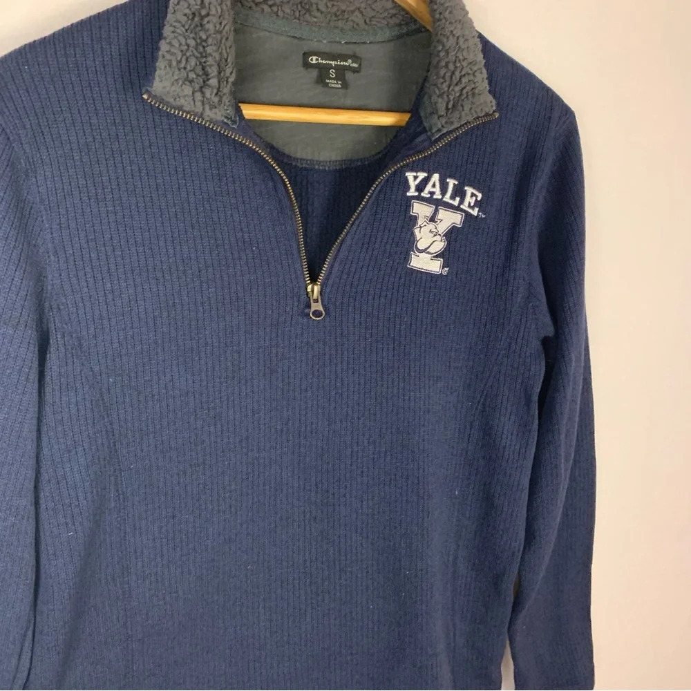 Champion Yale Blue 1/4 Zip Sweatshirt - Picture 5 of 6